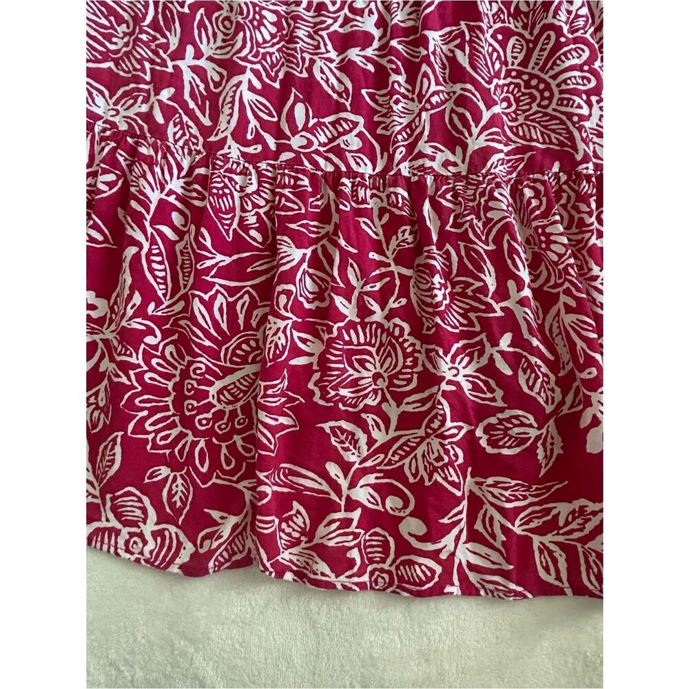 Vibrant Pink Floral Tie-Shoulder Boho Tropical Maxi Dress Side Cut Outs Rayon - Picture 10 of 12